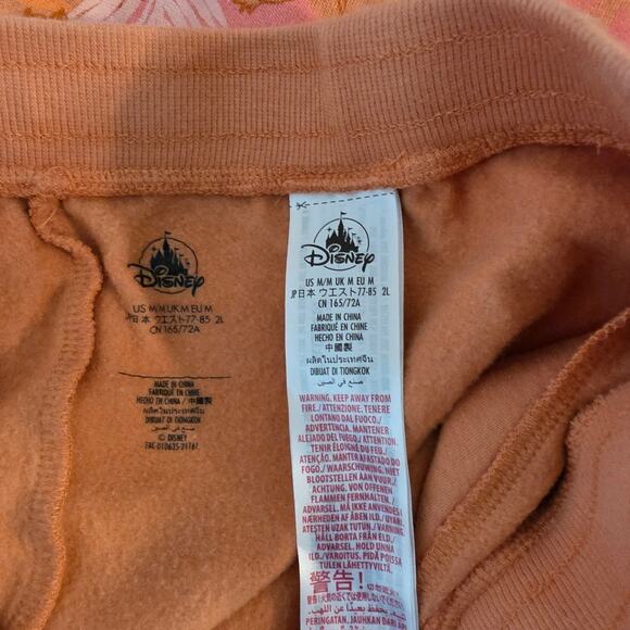 Disney Parks Stitch Hawaiian Tropical Print Joggers Sweatpants Medium Orange - Picture 4 of 4